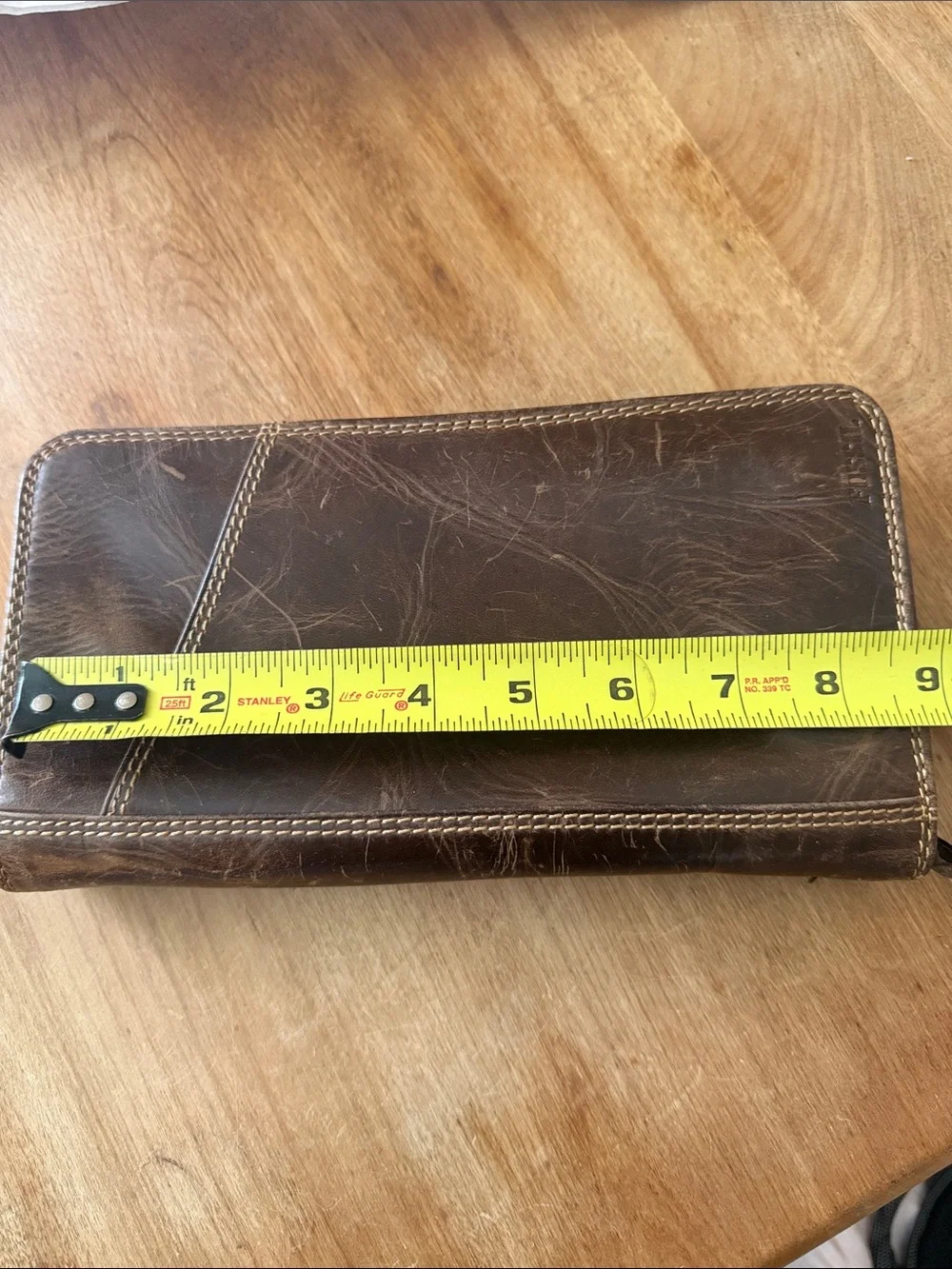 Men's Brown Leather Zip Wallet - Classic Travel Organizer